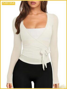 Sheer Tie Front Wrap Cardigan Lightweight Long Sleeve Yoga Shrug